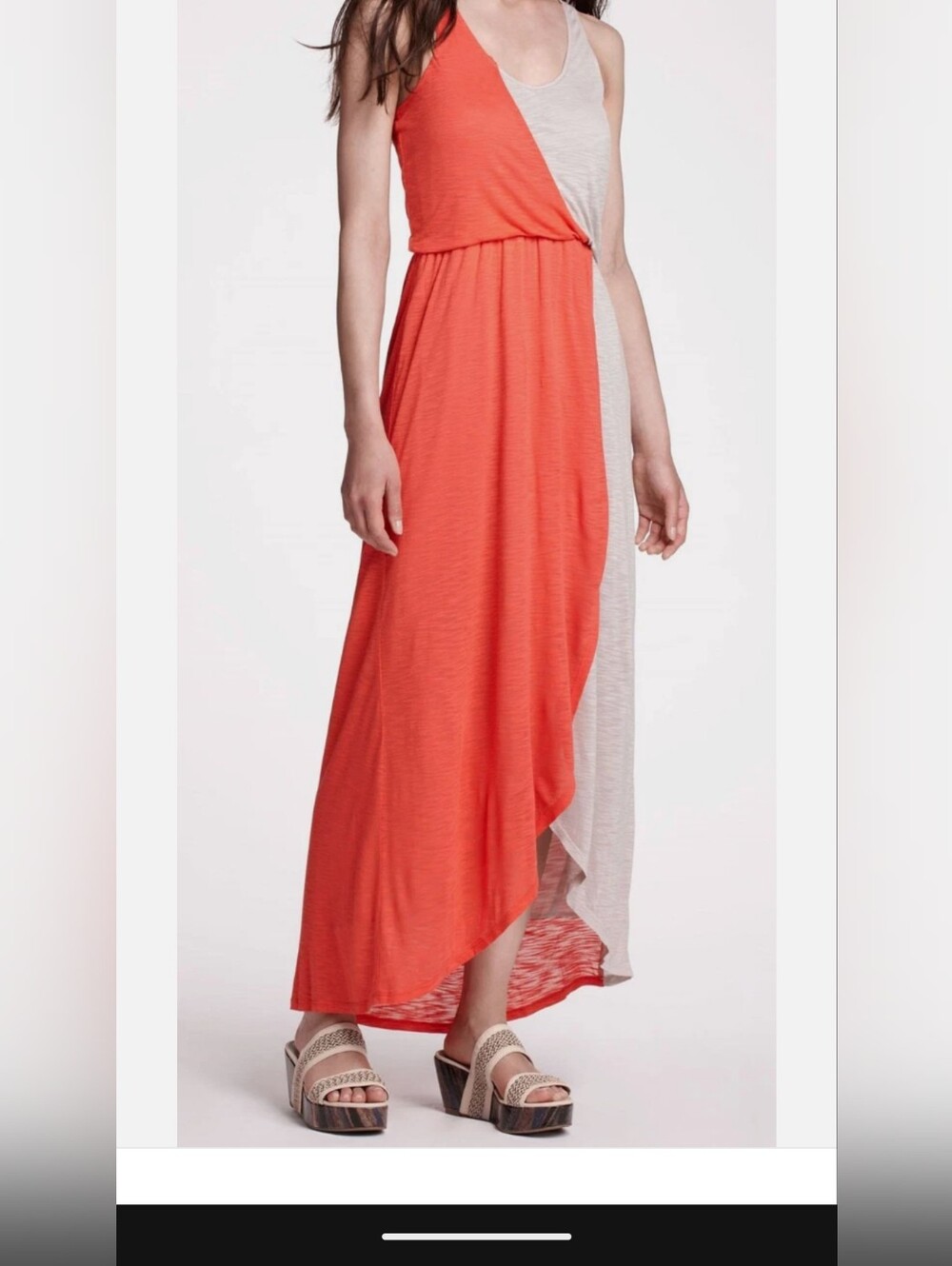 Anthropologie Coral and Heather Gray High-Low Maxi Skirt